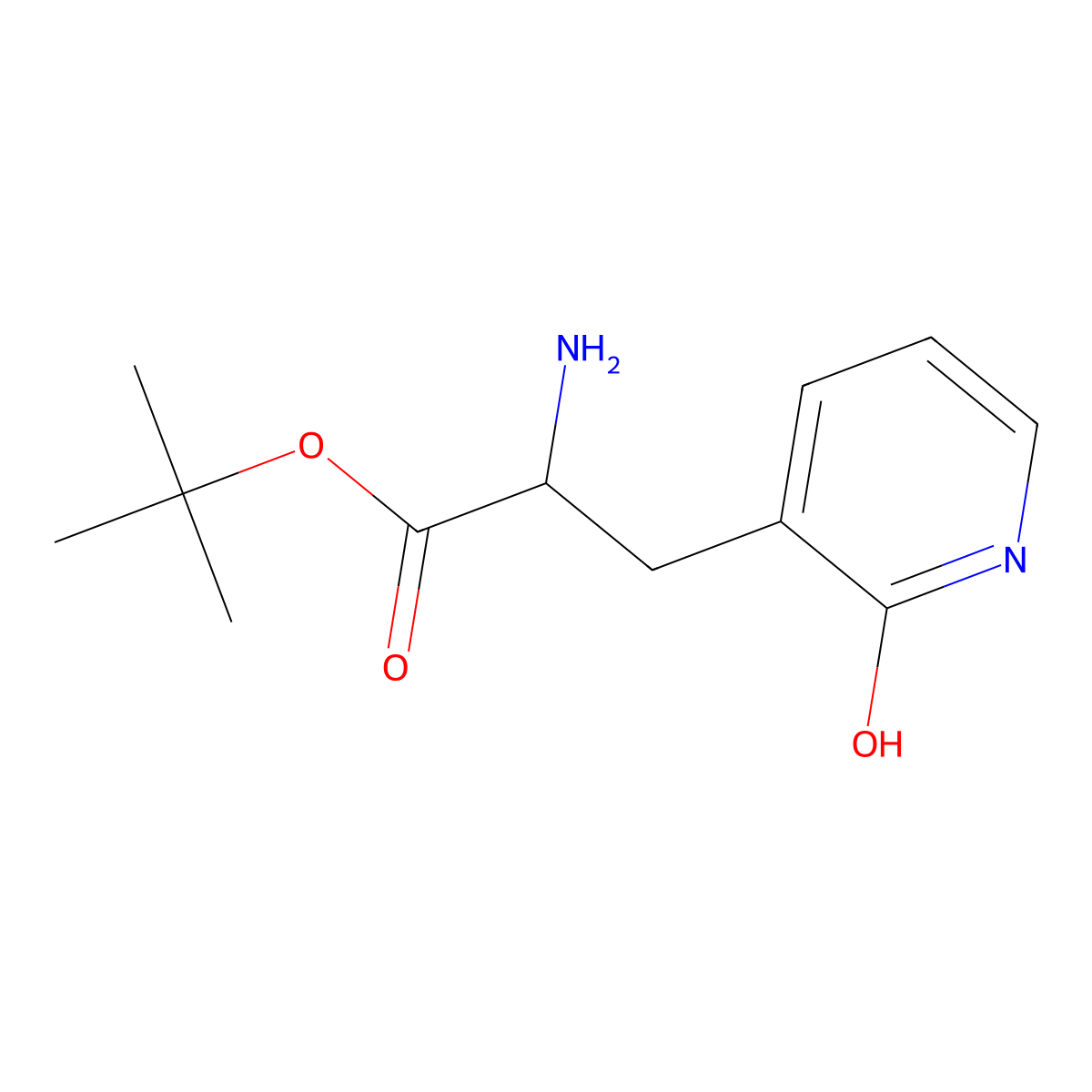 Tert-butyl 2-amino-3-(2-hydroxypyridin-3-yl)propanoate molecular structure, CAS 2351978-32-8