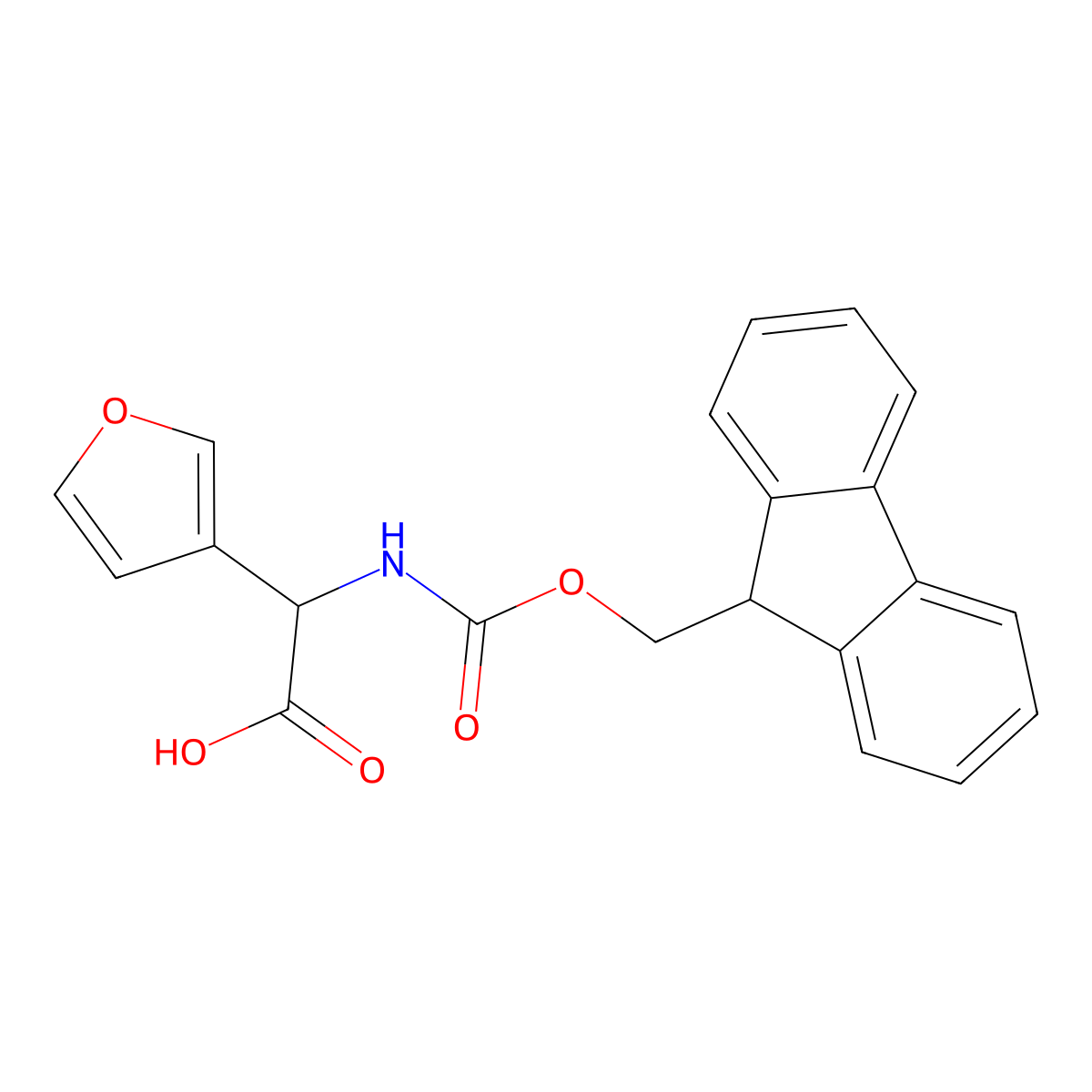 2-({[(9H-fluoren-9-yl)methoxy]carbonyl}amino)-2-(furan-3-yl)acetic acid molecular structure, CAS 2351980-15-7