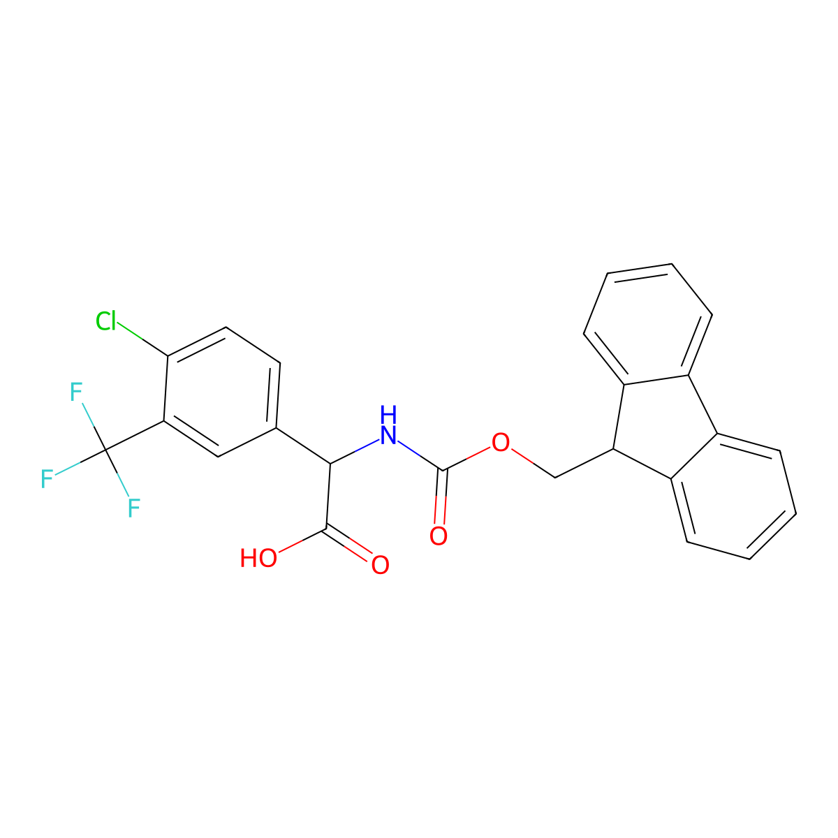 2-[4-chloro-3-(trifluoromethyl)phenyl]-2-({[(9H-fluoren-9-yl)methoxy]carbonyl}amino)acetic acid molecular structure, CAS 2351982-87-9