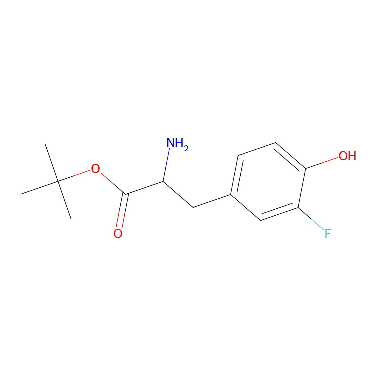 Tert-butyl 2-amino-3-(3-fluoro-4-hydroxyphenyl)propanoate molecular structure, CAS 2351983-99-6