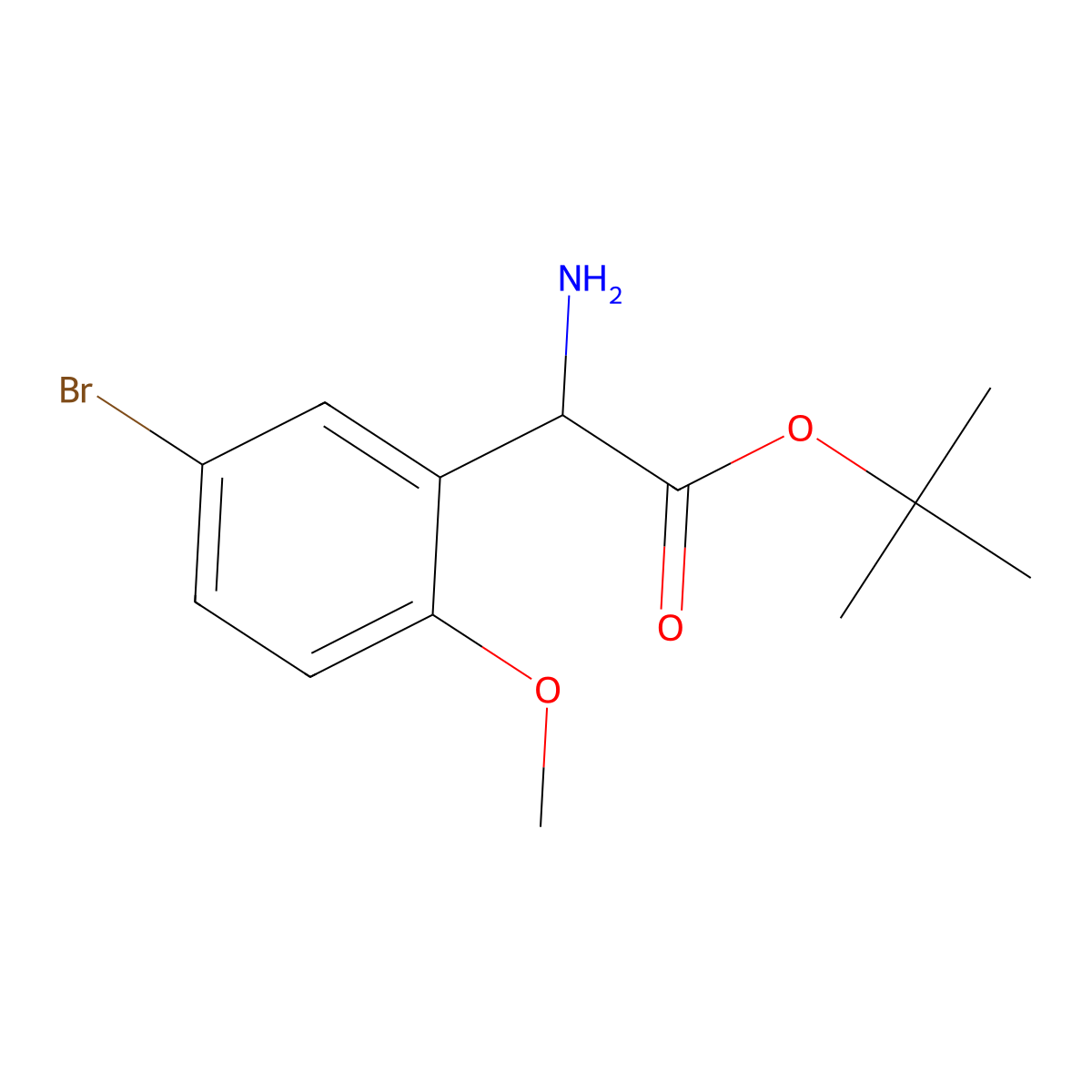 Tert-butyl 2-amino-2-(5-bromo-2-methoxyphenyl)acetate molecular structure, CAS 2351991-39-2