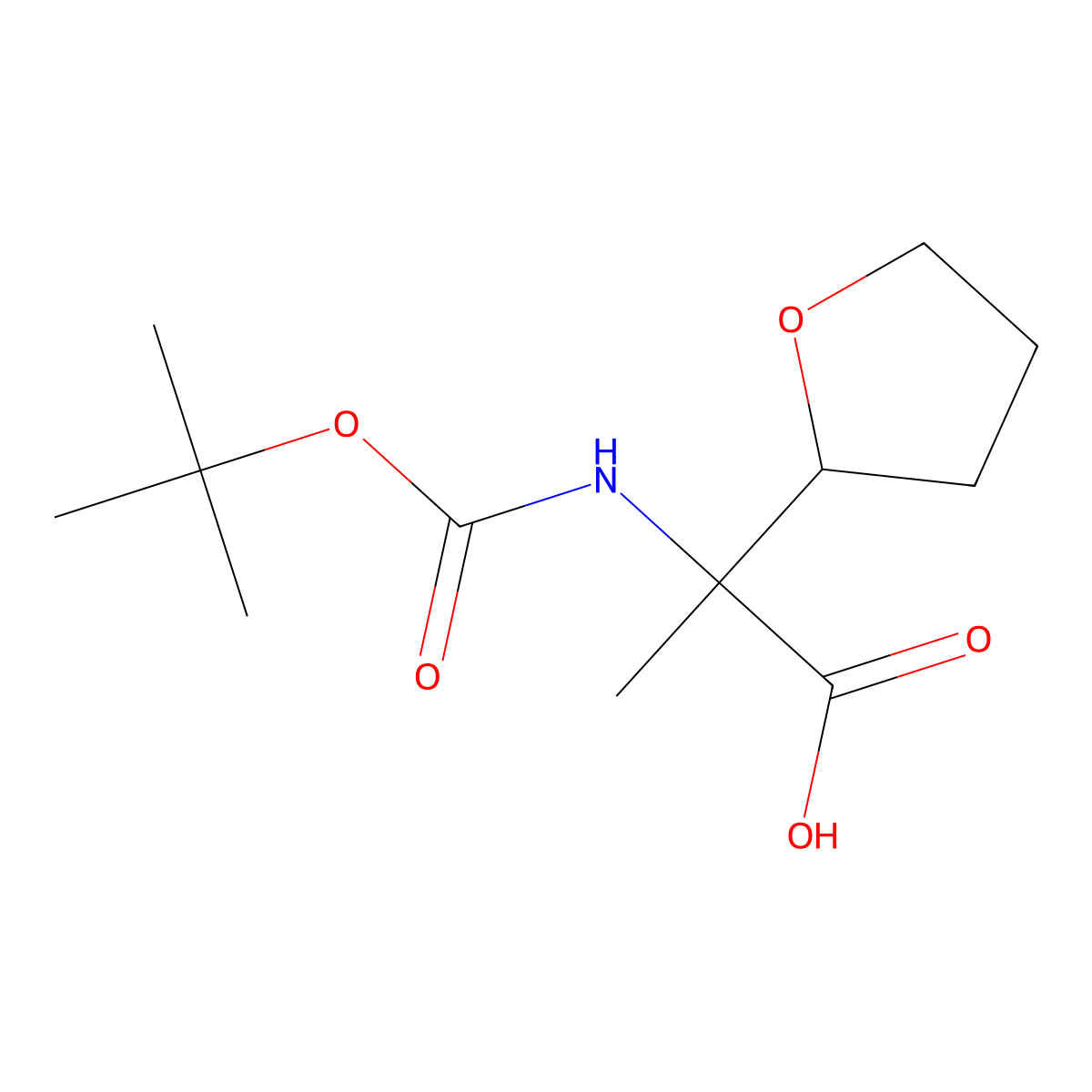 2-{[(Tert-butoxy)carbonyl]amino}-2-(oxolan-2-yl)propanoic acid molecular structure, CAS 2351992-86-2