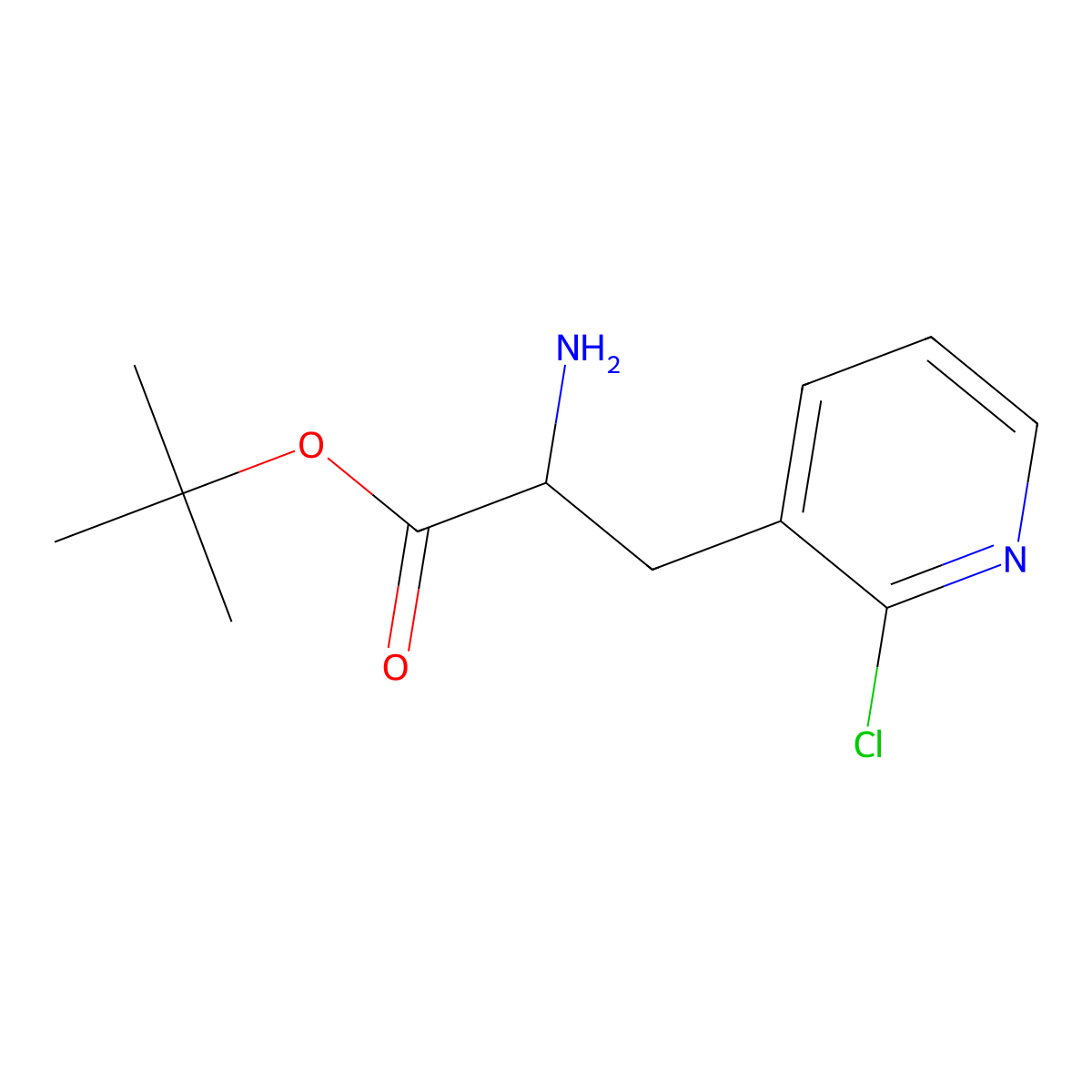 Tert-butyl 2-amino-3-(2-chloropyridin-3-yl)propanoate molecular structure, CAS 2352001-21-7