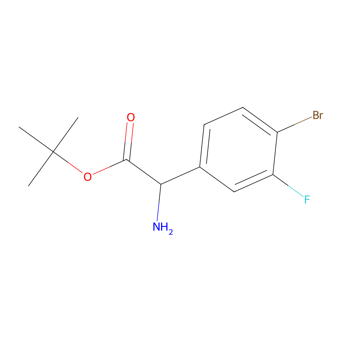 Tert-butyl 2-amino-2-(4-bromo-3-fluorophenyl)acetate molecular structure, CAS 2352008-02-5