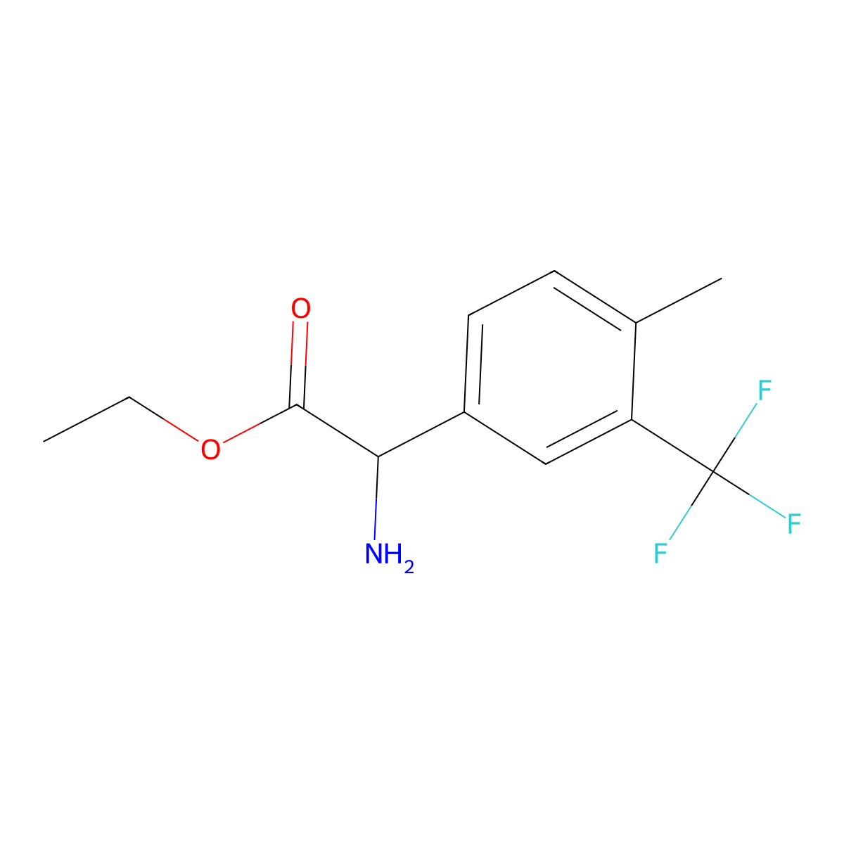 Ethyl 2-amino-2-[4-methyl-3-(trifluoromethyl)phenyl]acetate molecular structure, CAS 2352008-12-7