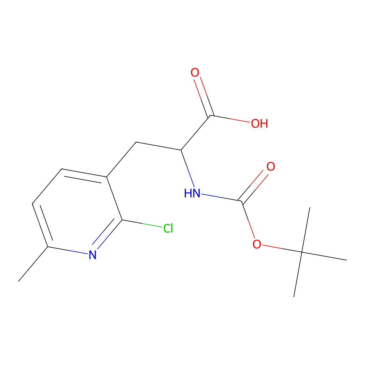 2-{[(Tert-butoxy)carbonyl]amino}-3-(2-chloro-6-methylpyridin-3-yl)propanoic acid molecular structure, CAS 2352010-82-1
