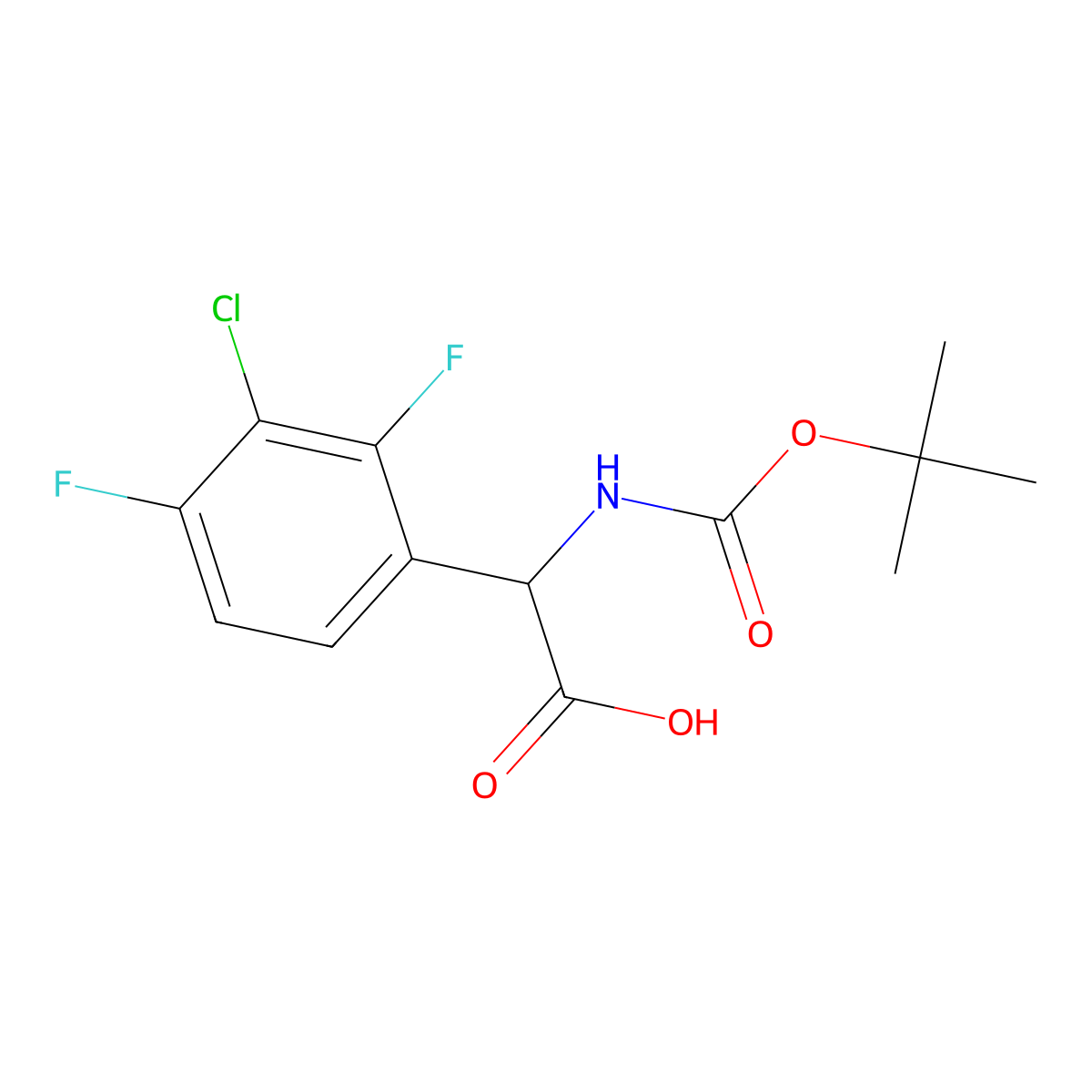 2-{[(Tert-butoxy)carbonyl]amino}-2-(3-chloro-2,4-difluorophenyl)acetic acid molecular structure, CAS 2352012-35-0