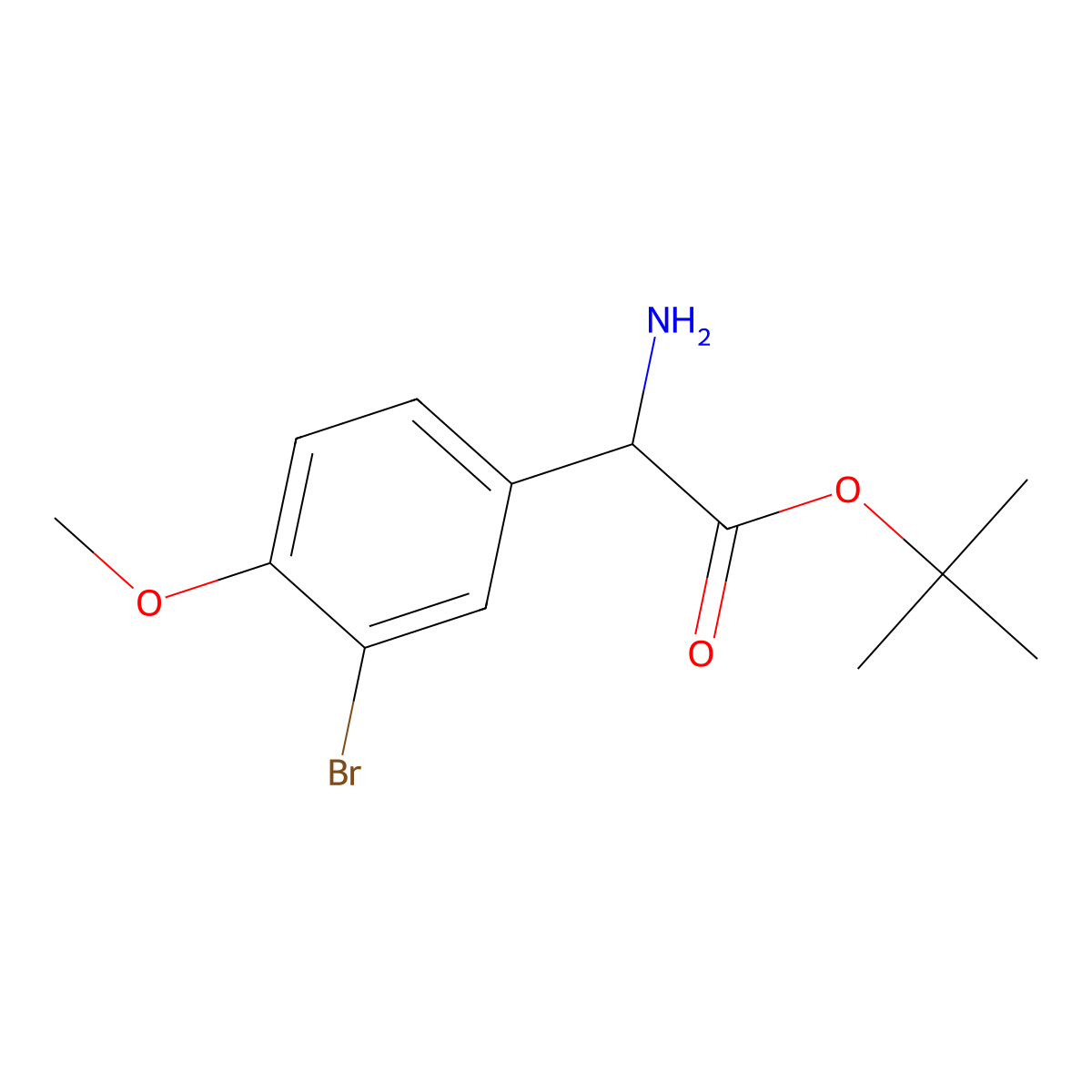 Tert-butyl 2-amino-2-(3-bromo-4-methoxyphenyl)acetate molecular structure, CAS 2352020-53-0