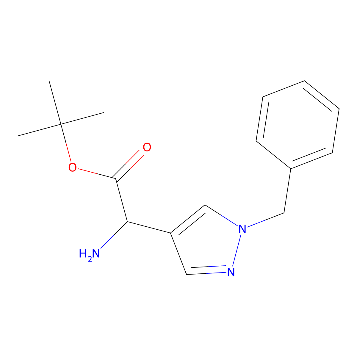tert-butyl 2-amino-2-(1-benzyl-1H-pyrazol-4-yl)acetate molecular structure, CAS 2352026-13-0
