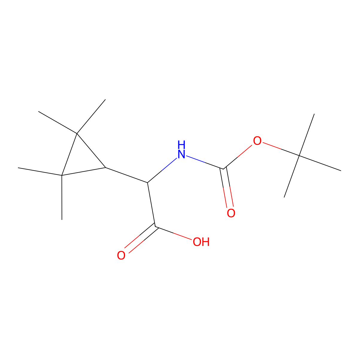 2-{[(Tert-butoxy)carbonyl]amino}-2-(2,2,3,3-tetramethylcyclopropyl)acetic acid molecular structure, CAS 2352028-27-2