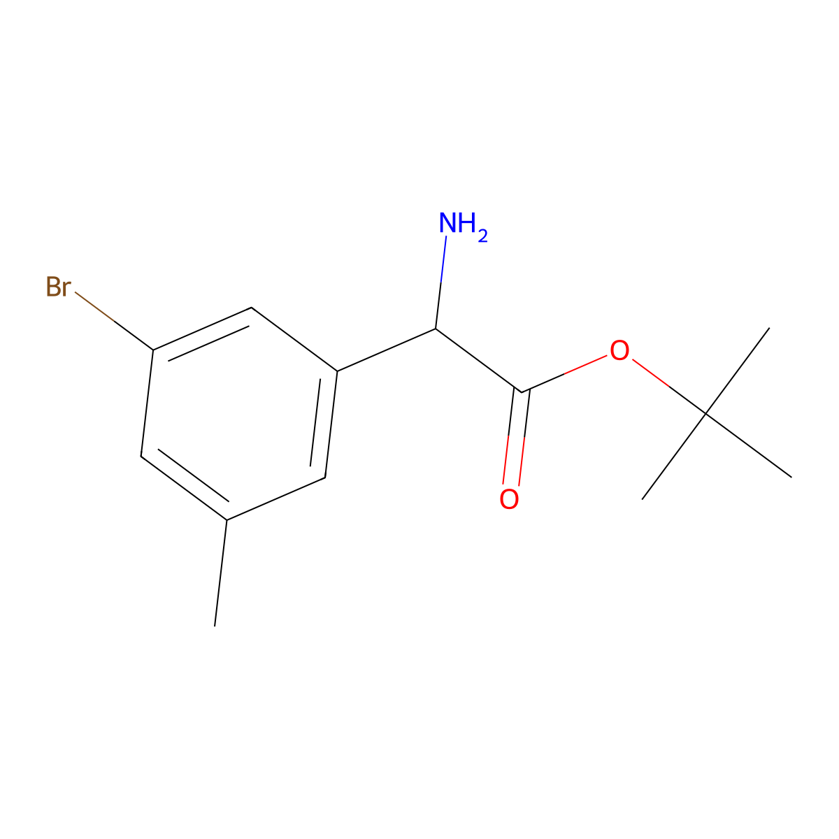 Tert-butyl 2-amino-2-(3-bromo-5-methylphenyl)acetate molecular structure, CAS 2352028-45-4