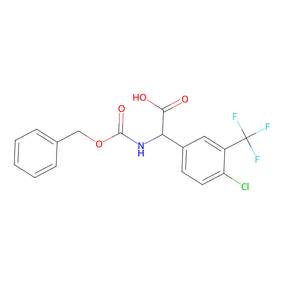 2-{[(Benzyloxy)carbonyl]amino}-2-[4-chloro-3-(trifluoromethyl)phenyl]acetic acid molecular structure, CAS 2352029-16-2