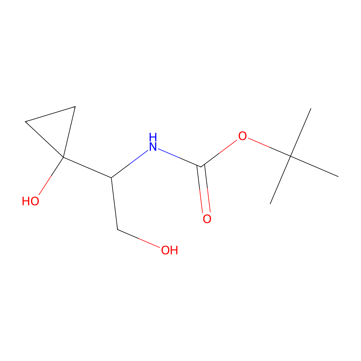tert-butylN-[2-hydroxy-1-(1-hydroxycyclopropyl)ethyl]carbamate molecular structure, CAS 2352029-35-5