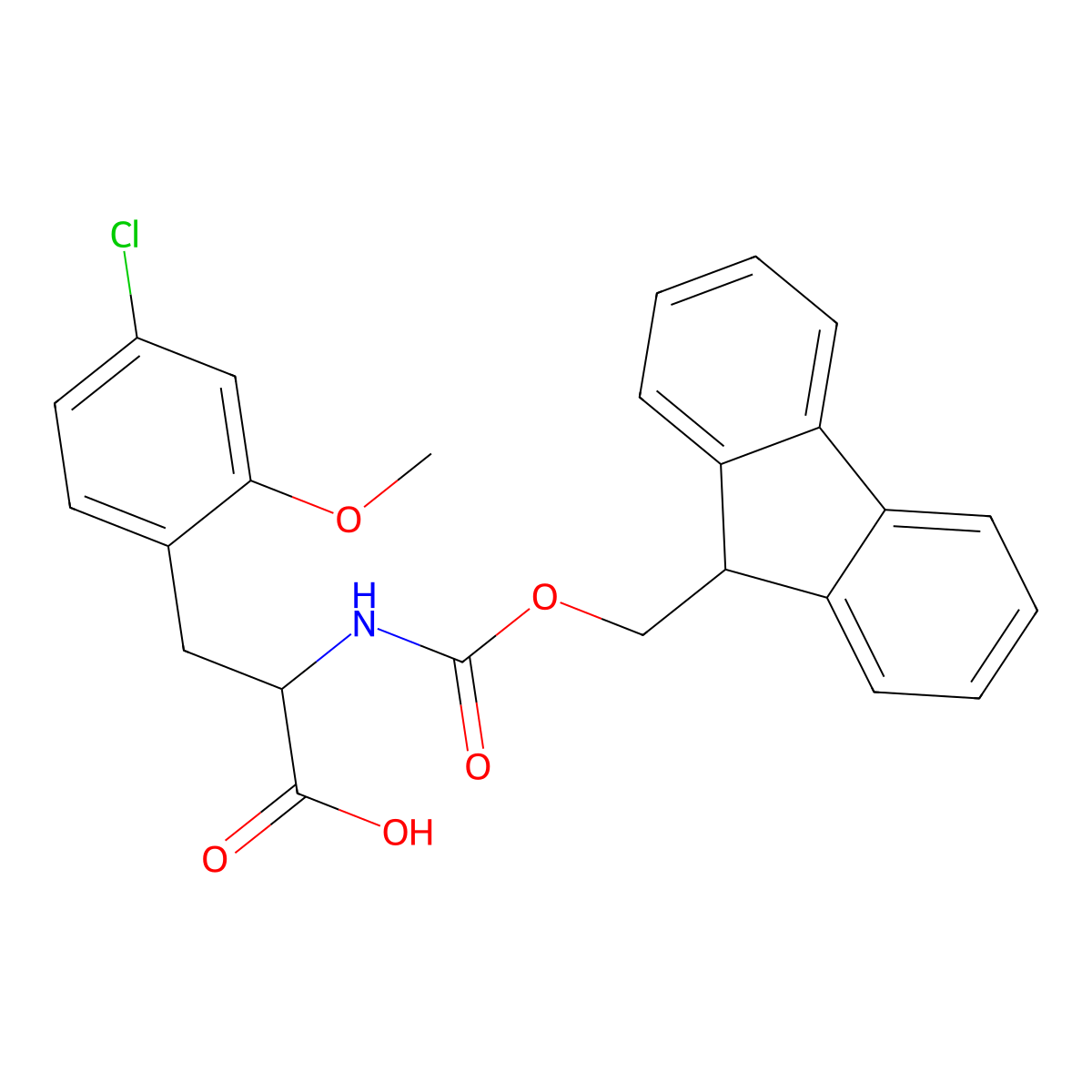 3-(4-chloro-2-methoxyphenyl)-2-({[(9H-fluoren-9-yl)methoxy]carbonyl}amino)propanoic acid molecular structure, CAS 2352030-15-8