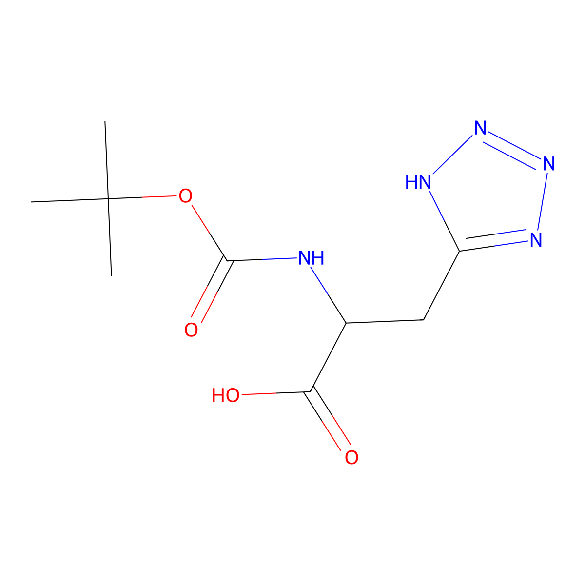 3-Tetrazolyl-2-(1,1-dimethylethoxy)methanamidopropionic acid molecular structure, CAS 2352037-87-5