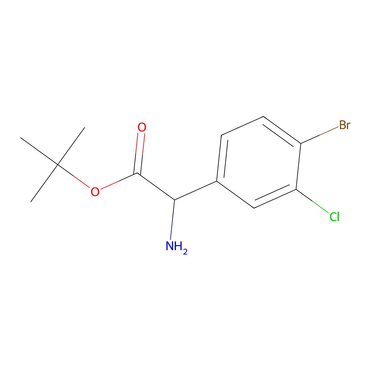 Tert-butyl 2-amino-2-(4-bromo-3-chlorophenyl)acetate molecular structure, CAS 2352037-95-5