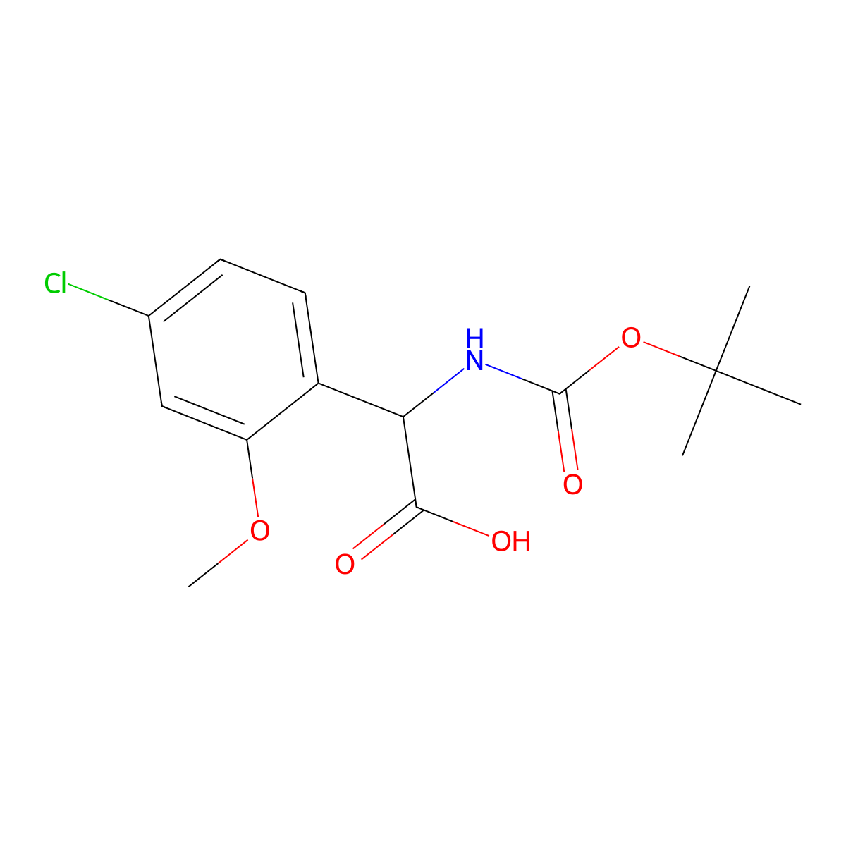 2-{[(Tert-butoxy)carbonyl]amino}-2-(4-chloro-2-methoxyphenyl)acetic acid molecular structure, CAS 2352038-02-7