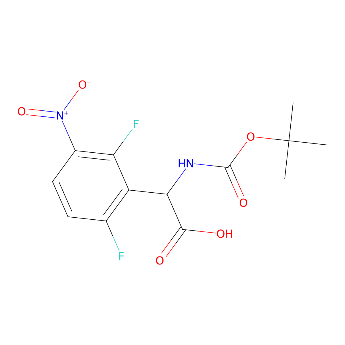 2-{[(Tert-butoxy)carbonyl]amino}-2-(2,6-difluoro-3-nitrophenyl)acetic acid molecular structure, CAS 2352038-05-0