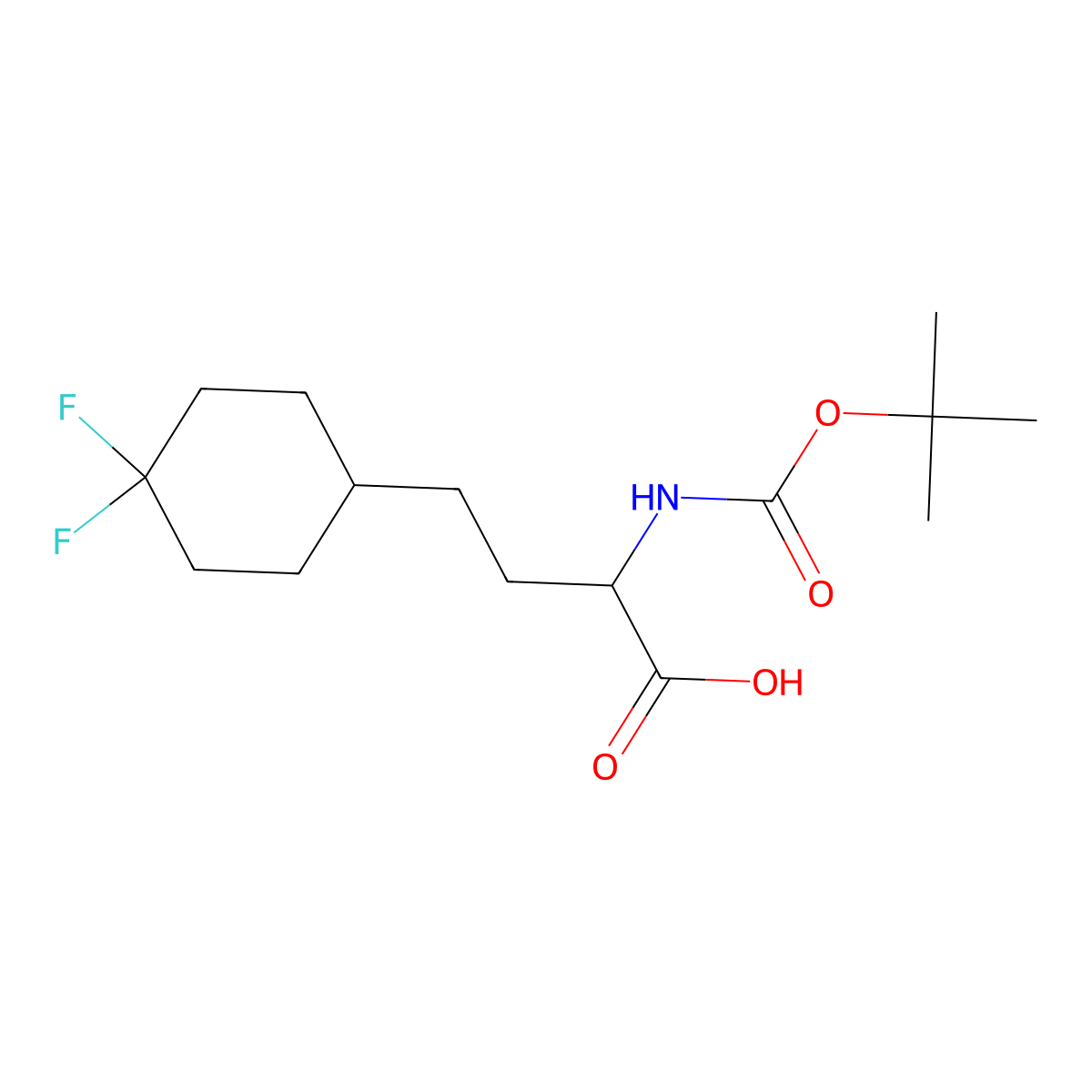 4-(4,4-Difluorocyclohexyl)-2-[(2-methylpropan-2-yl)oxycarbonylamino]butanoic acid molecular structure, CAS 2352039-87-1