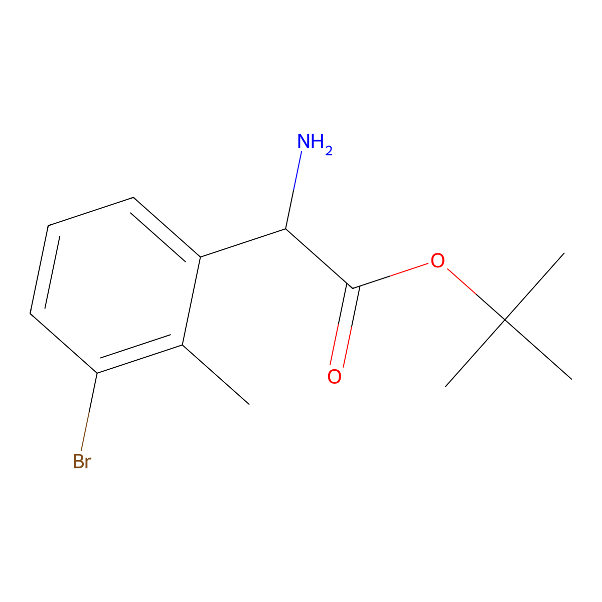 Tert-butyl 2-amino-2-(3-bromo-2-methylphenyl)acetate molecular structure, CAS 2352041-14-4