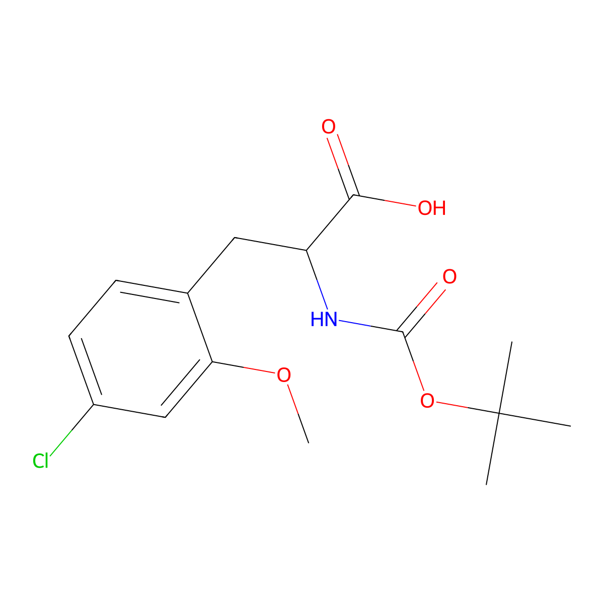 2-{[(Tert-butoxy)carbonyl]amino}-3-(4-chloro-2-methoxyphenyl)propanoic acid molecular structure, CAS 2352042-10-3