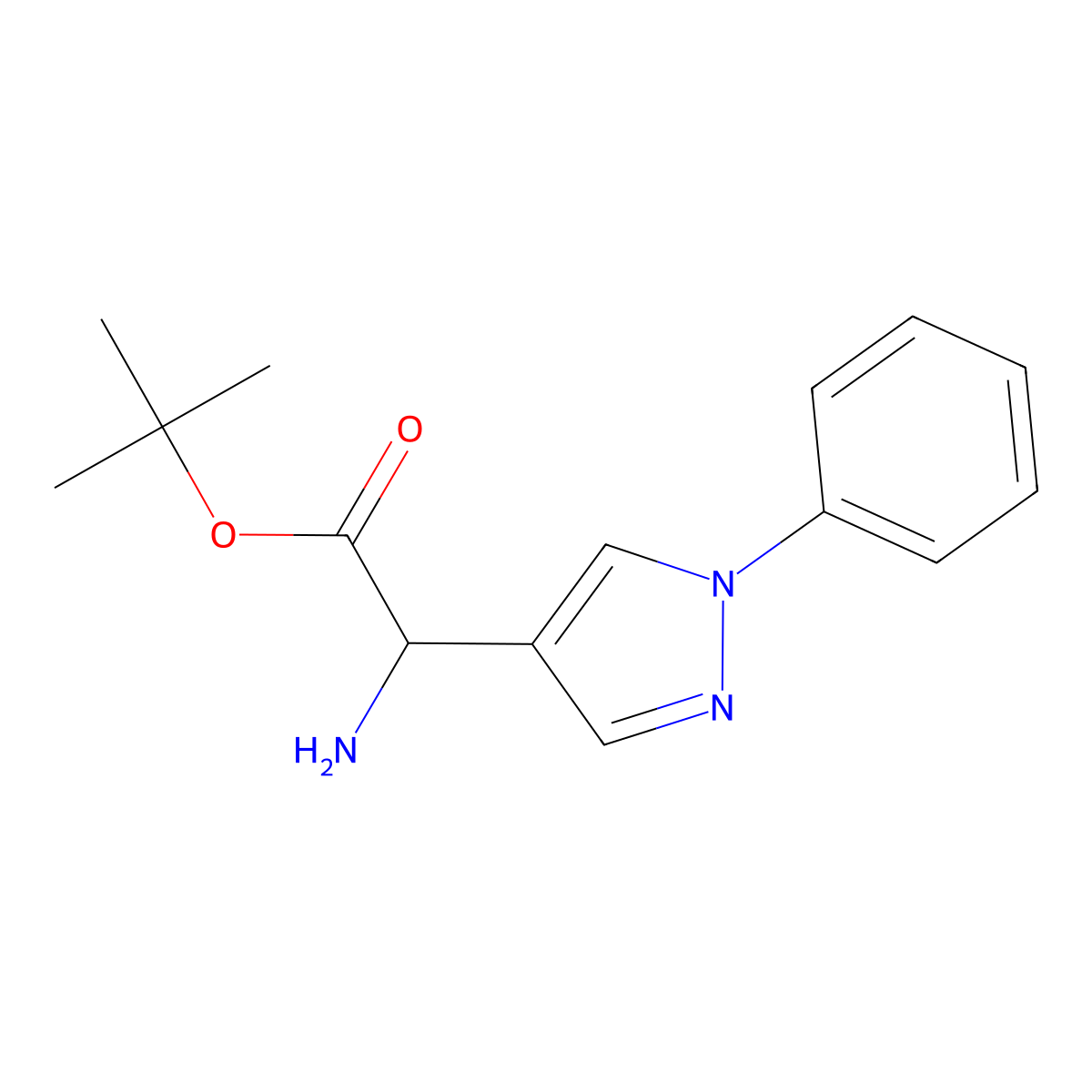 tert-butyl 2-amino-2-(1-phenyl-1H-pyrazol-4-yl)acetate molecular structure, CAS 2352045-47-5