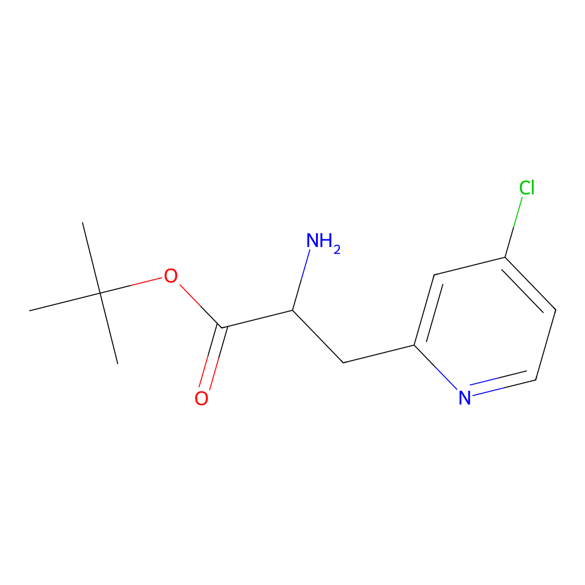 Tert-butyl 2-amino-3-(4-chloropyridin-2-yl)propanoate molecular structure, CAS 2352047-68-6