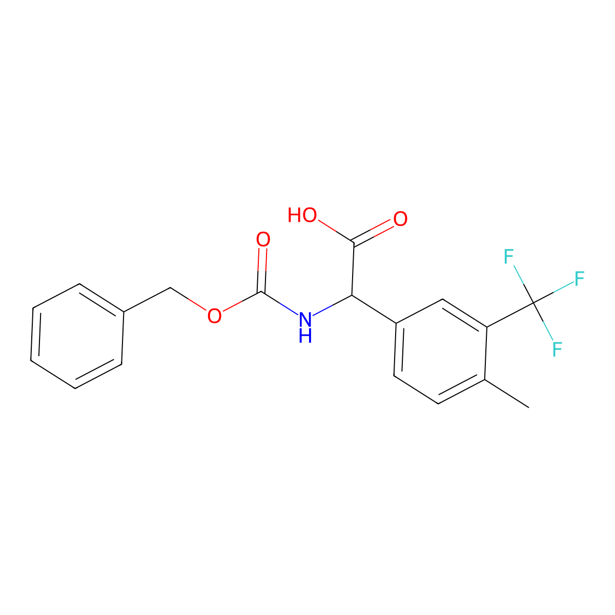 2-{[(Benzyloxy)carbonyl]amino}-2-[4-methyl-3-(trifluoromethyl)phenyl]acetic acid molecular structure, CAS 2352050-61-2