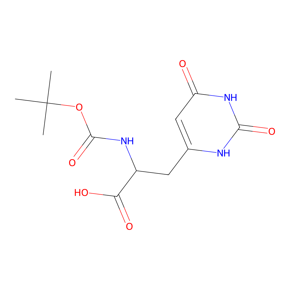2-{[(Tert-butoxy)carbonyl]amino}-3-(2,6-dioxo-1,2,3,6-tetrahydropyrimidin-4-yl)propanoic acid molecular structure, CAS 2352051-57-9