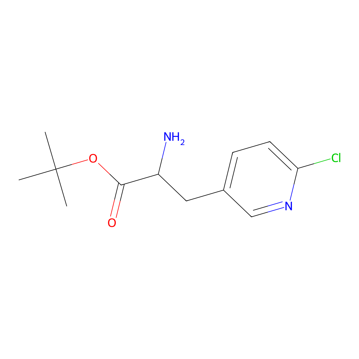 tert-Butyl 2-amino-3-(6-chloropyridin-3-yl)propanoate molecular structure, CAS 2352059-75-5