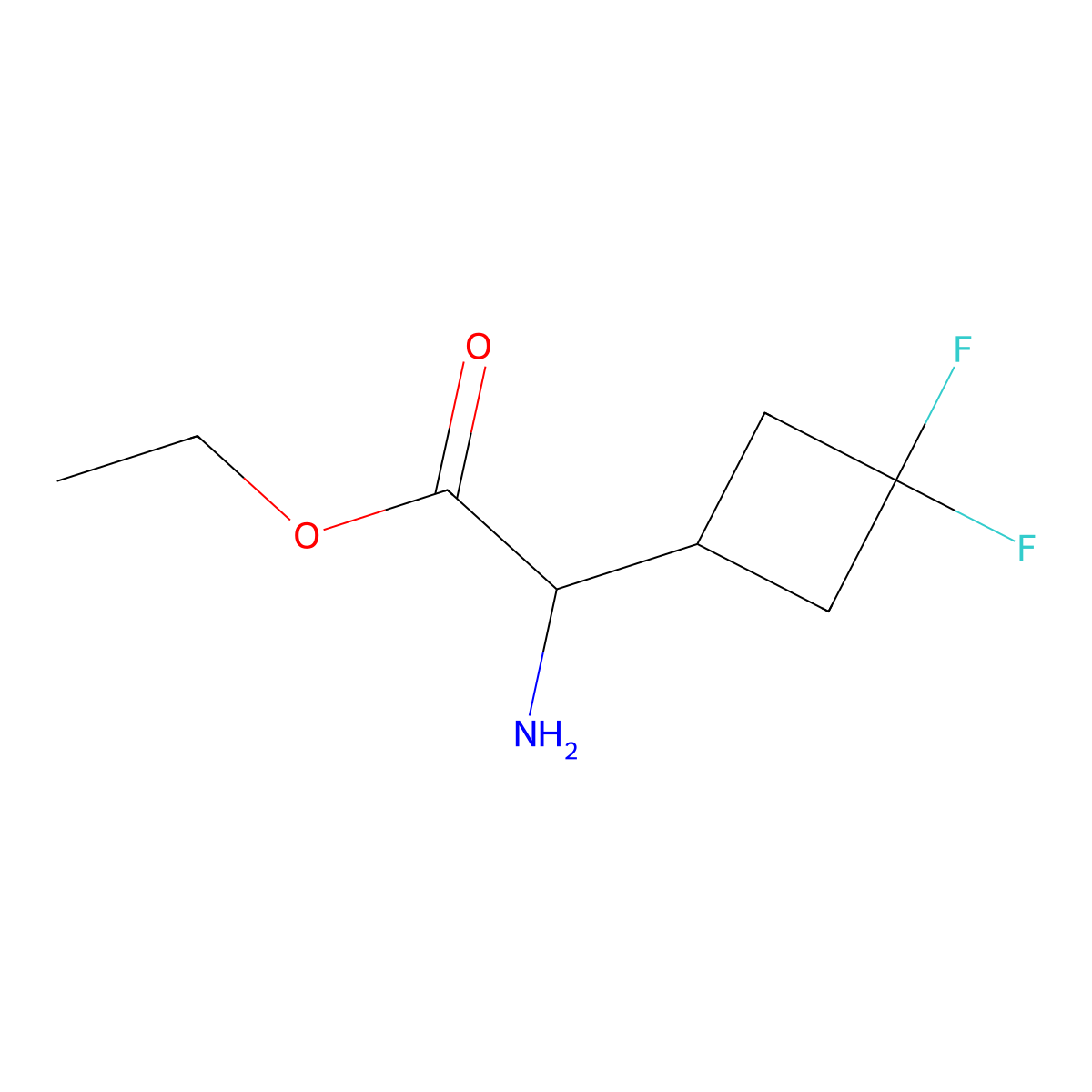 Ethyl 2-amino-2-(3,3-difluorocyclobutyl)acetate molecular structure, CAS 2352061-27-7