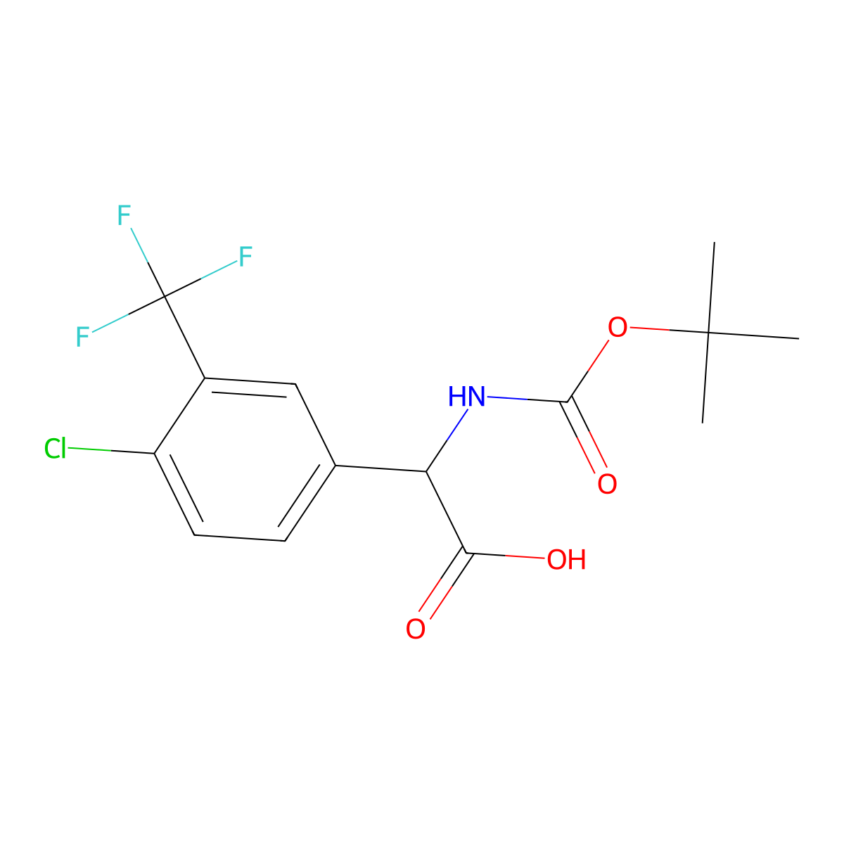 2-{[(Tert-butoxy)carbonyl]amino}-2-[4-chloro-3-(trifluoromethyl)phenyl]acetic acid molecular structure, CAS 2352063-35-3
