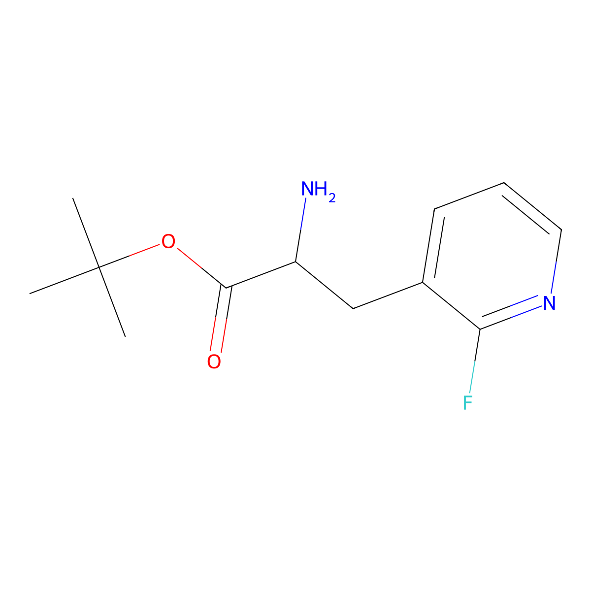 Tert-butyl 2-amino-3-(2-fluoropyridin-3-yl)propanoate molecular structure, CAS 2352072-96-7