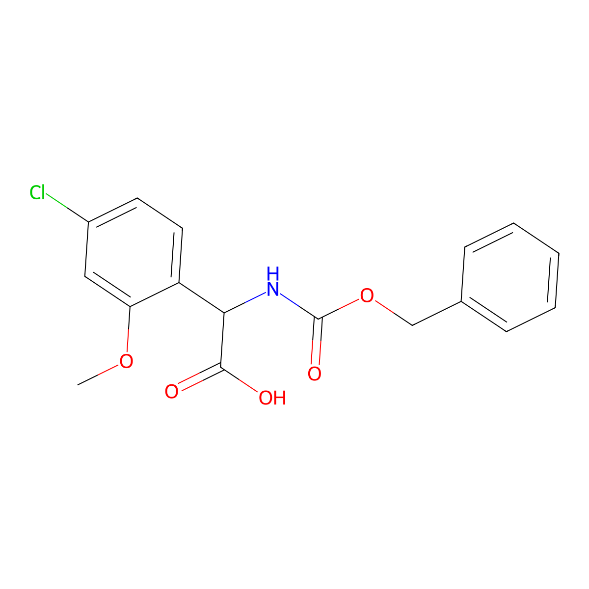 2-{[(Benzyloxy)carbonyl]amino}-2-(4-chloro-2-methoxyphenyl)acetic acid molecular structure, CAS 2352076-56-1