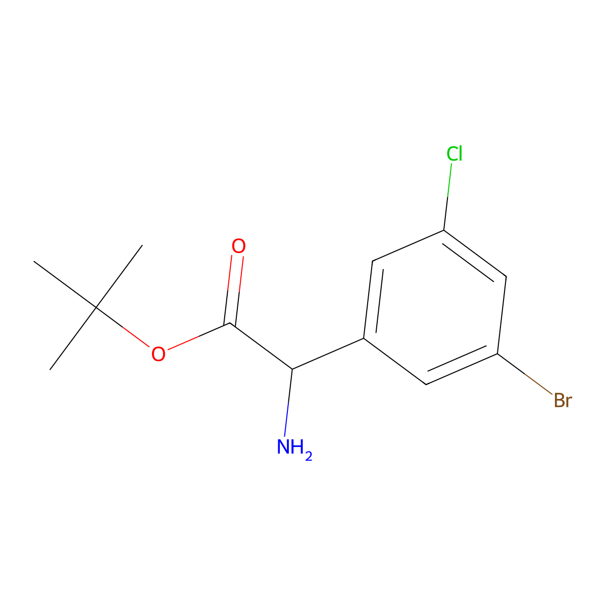 Tert-butyl 2-amino-2-(3-bromo-5-chlorophenyl)acetate molecular structure, CAS 2352076-90-3