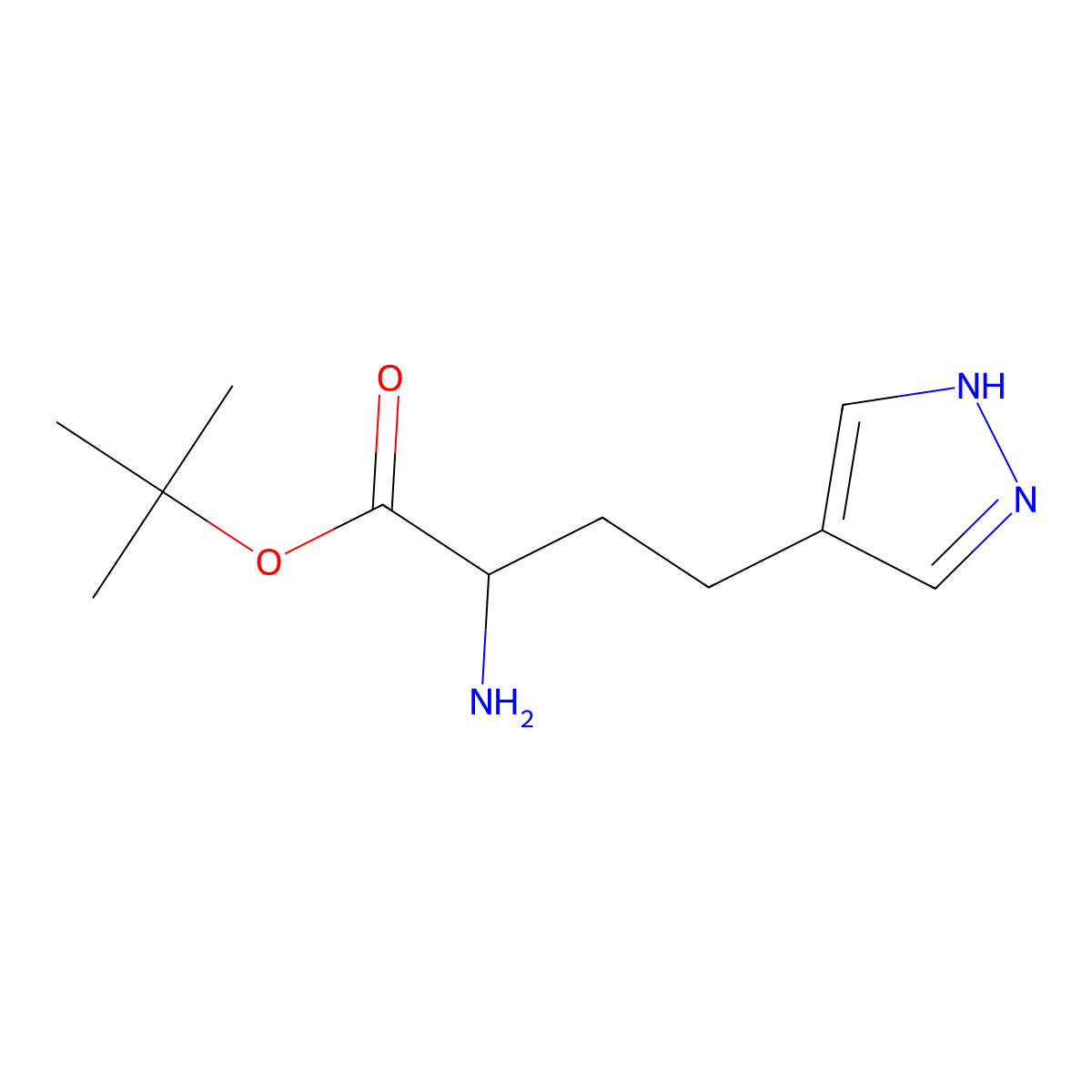 tert-butyl 2-amino-4-(1H-pyrazol-4-yl)butanoate molecular structure, CAS 2352077-49-5