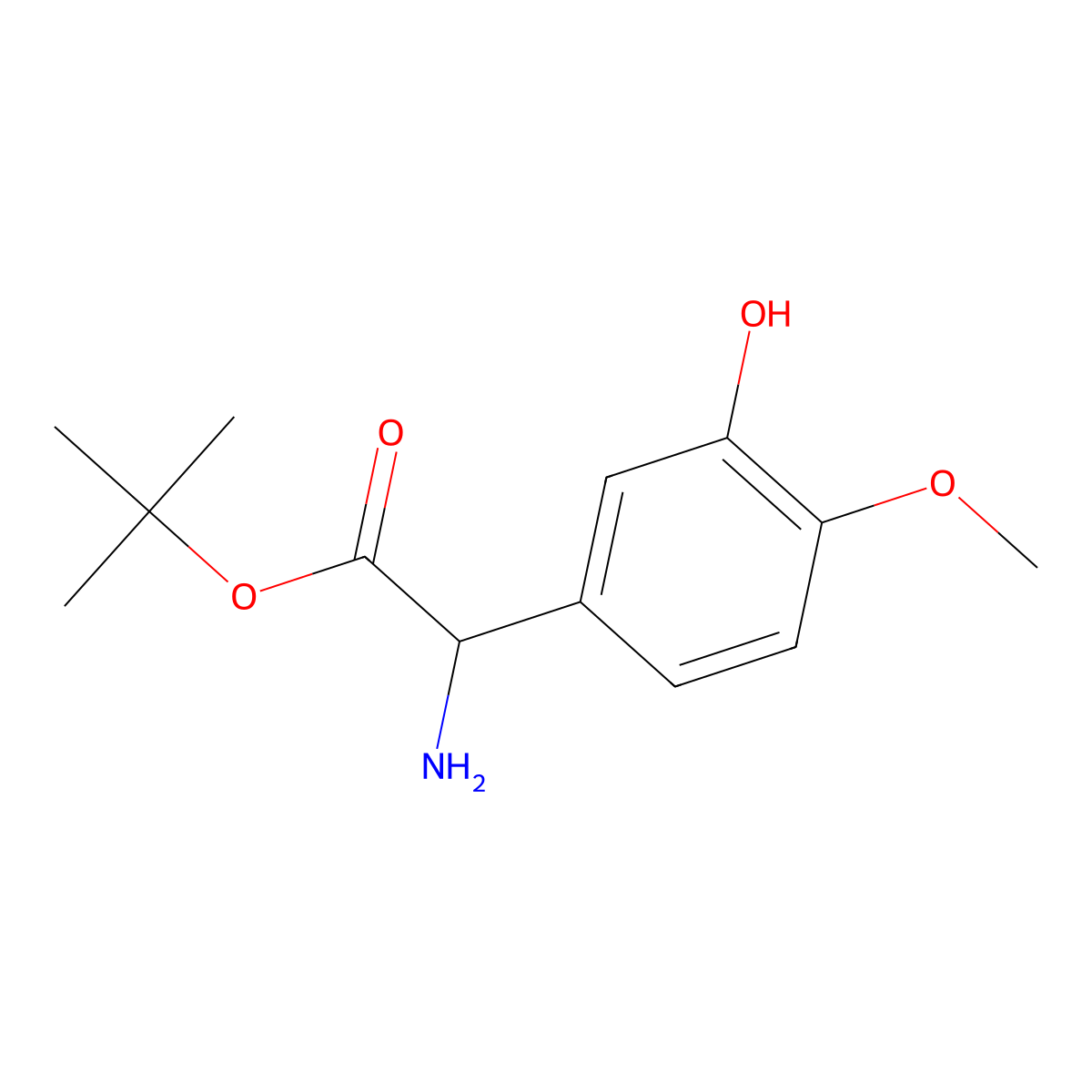 Tert-butyl 2-amino-2-(3-hydroxy-4-methoxyphenyl)acetate molecular structure, CAS 2352084-57-0