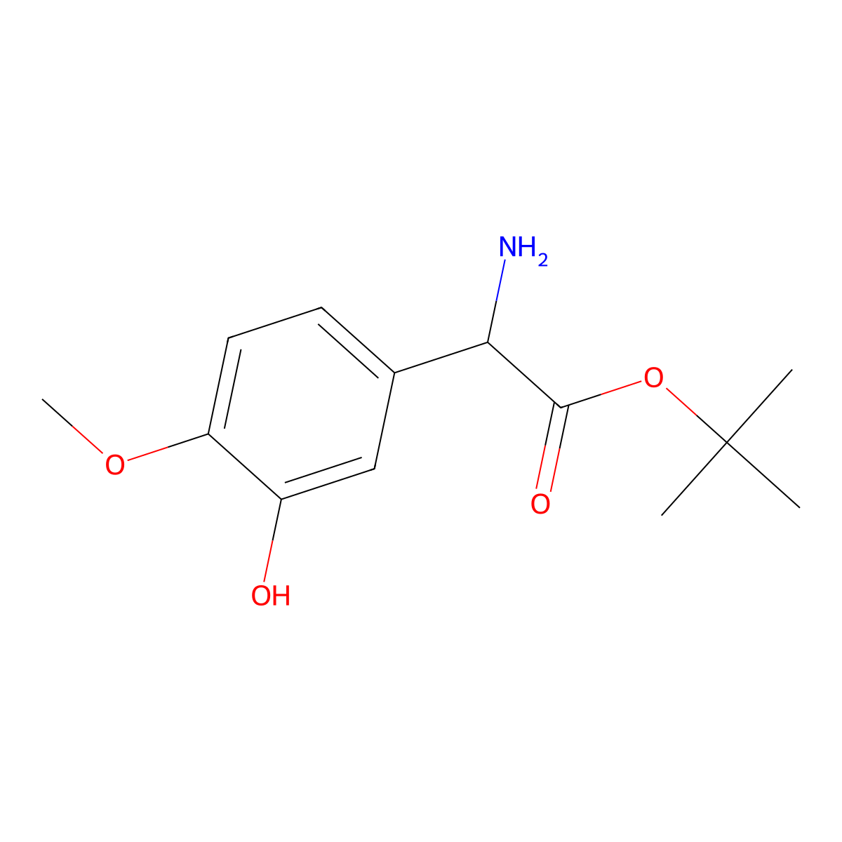 Tert-butyl 2-amino-2-(3-hydroxy-4-methoxyphenyl)acetate molecular structure, CAS 2352084-57-0