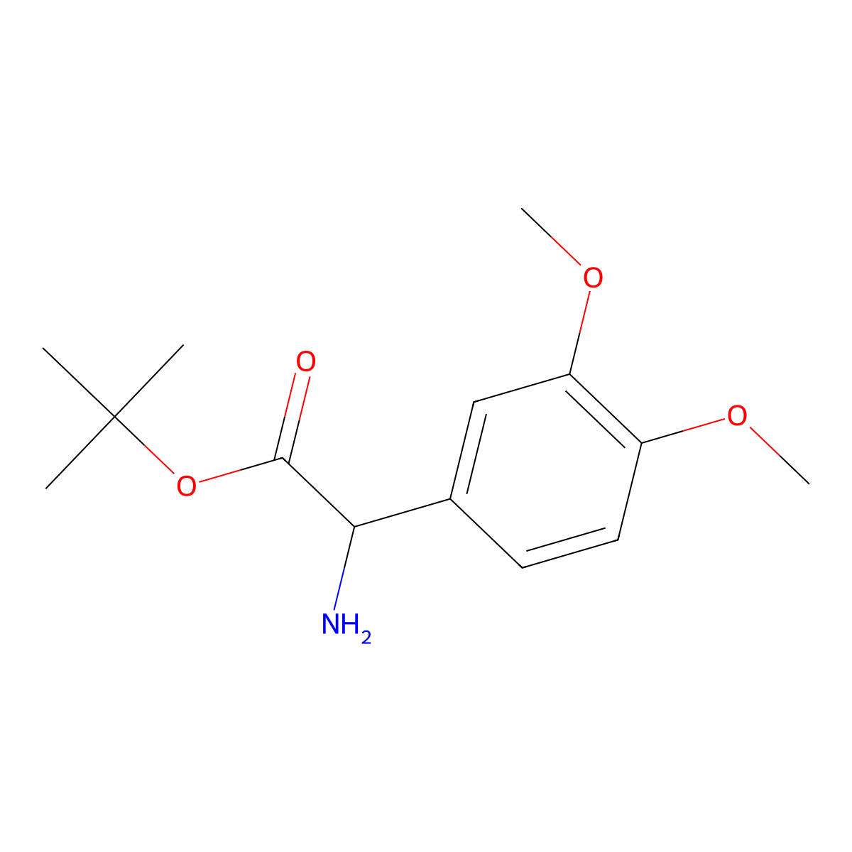 Tert-butyl 2-amino-2-(3,4-dimethoxyphenyl)acetate molecular structure, CAS 2352096-50-3