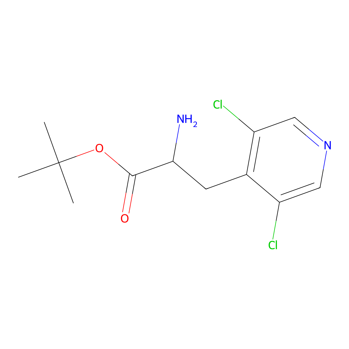 Tert-butyl 2-amino-3-(3,5-dichloropyridin-4-yl)propanoate molecular structure, CAS 2352099-06-8