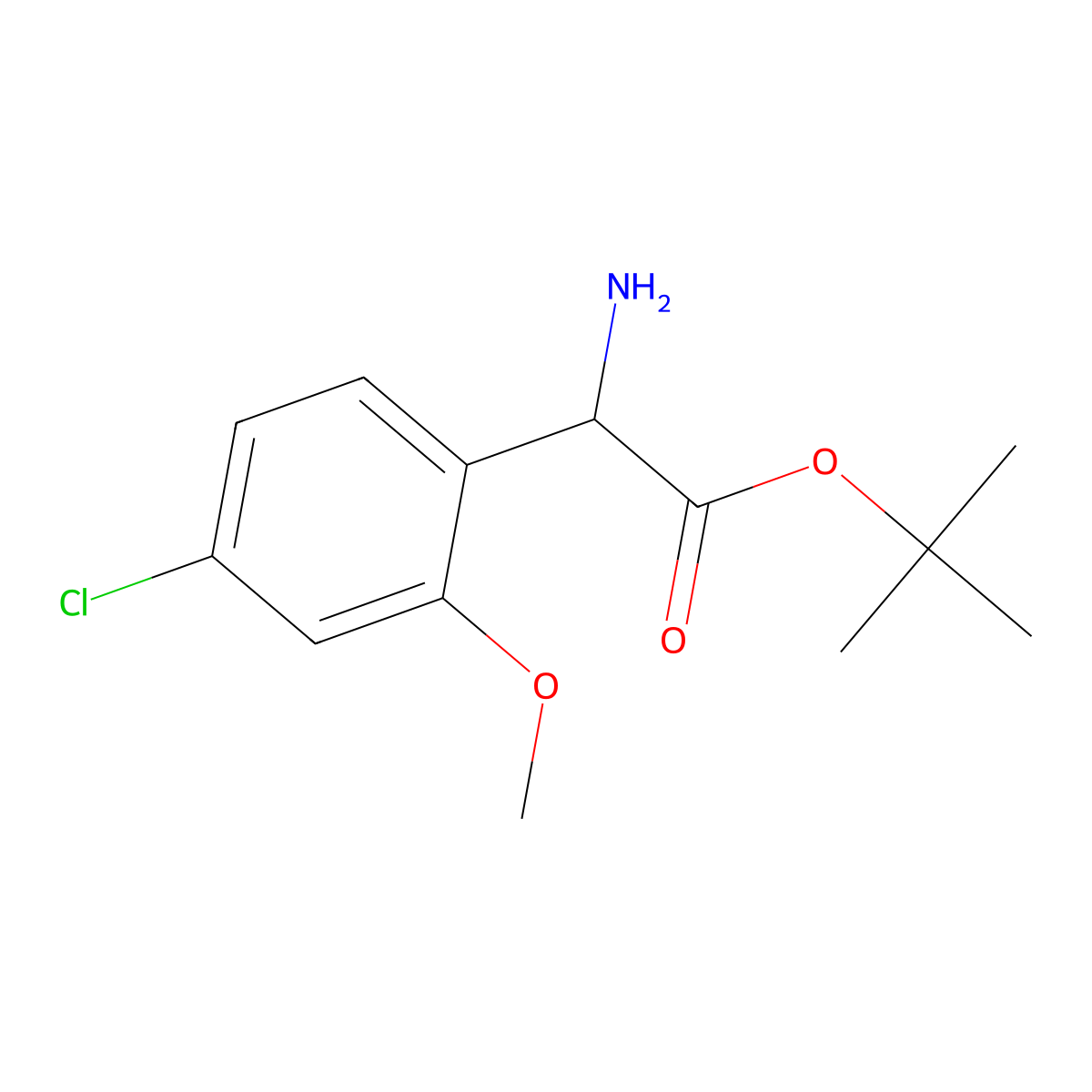 Tert-butyl 2-amino-2-(4-chloro-2-methoxyphenyl)acetate molecular structure, CAS 2352099-07-9