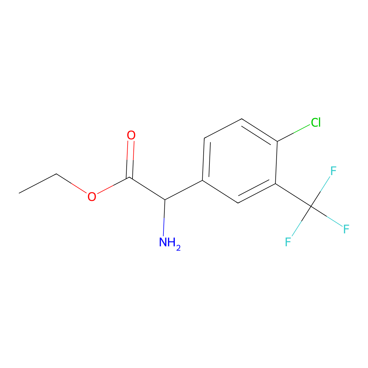 Ethyl 2-amino-2-[4-chloro-3-(trifluoromethyl)phenyl]acetate molecular structure, CAS 2352101-37-0