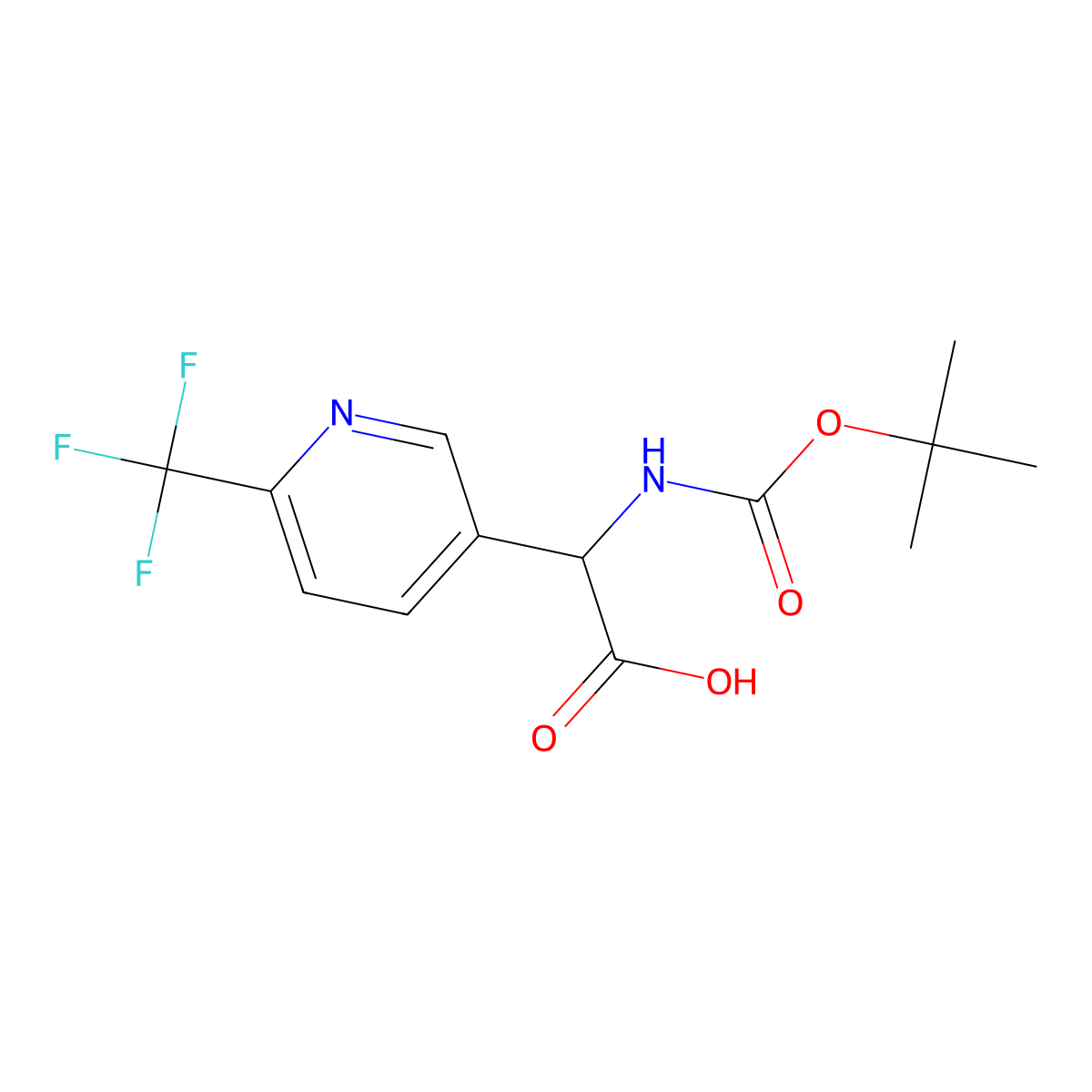 2-{[(Tert-butoxy)carbonyl]amino}-2-[6-(trifluoromethyl)pyridin-3-yl]acetic acid molecular structure, CAS 2352105-12-3