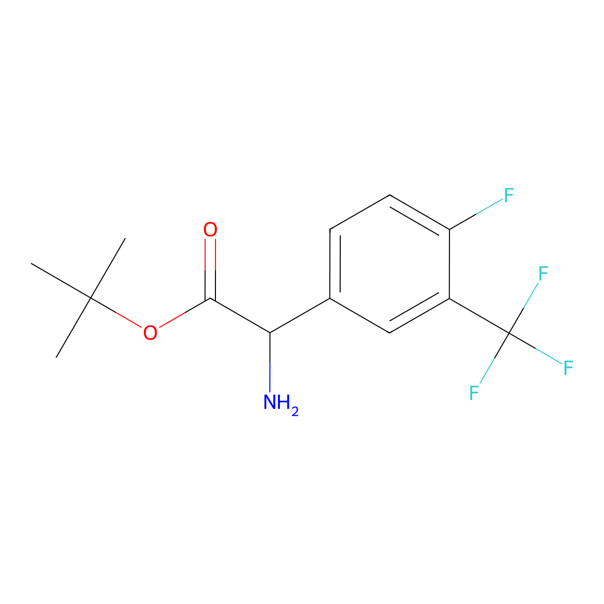 Tert-butyl 2-amino-2-[4-fluoro-3-(trifluoromethyl)phenyl]acetate molecular structure, CAS 2352105-54-3