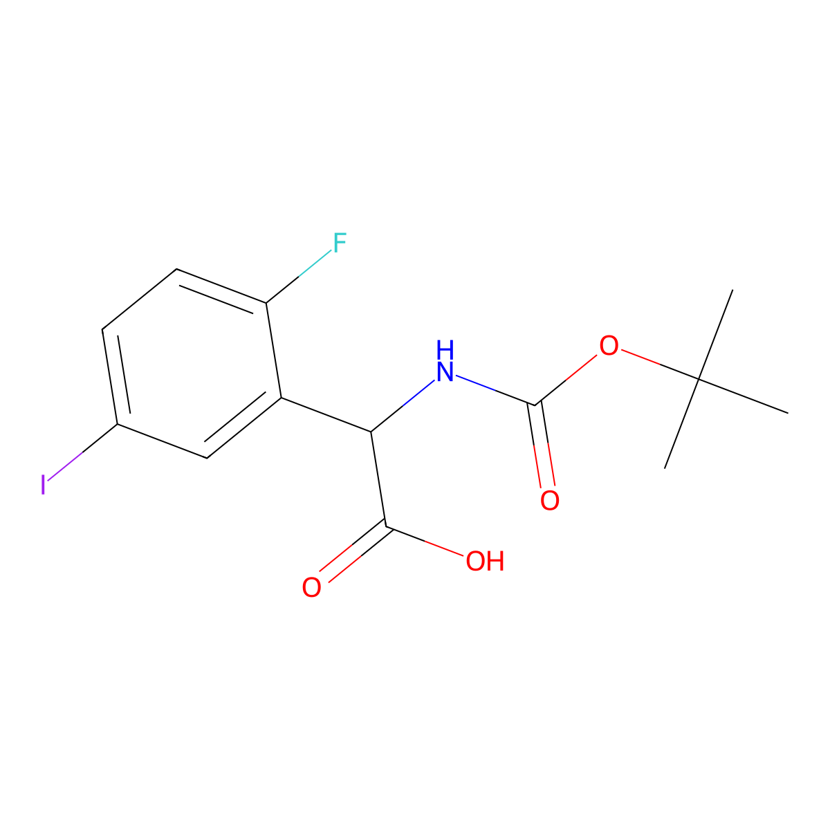 2-{[(Tert-butoxy)carbonyl]amino}-2-(2-fluoro-5-iodophenyl)acetic acid molecular structure, CAS 2352105-79-2