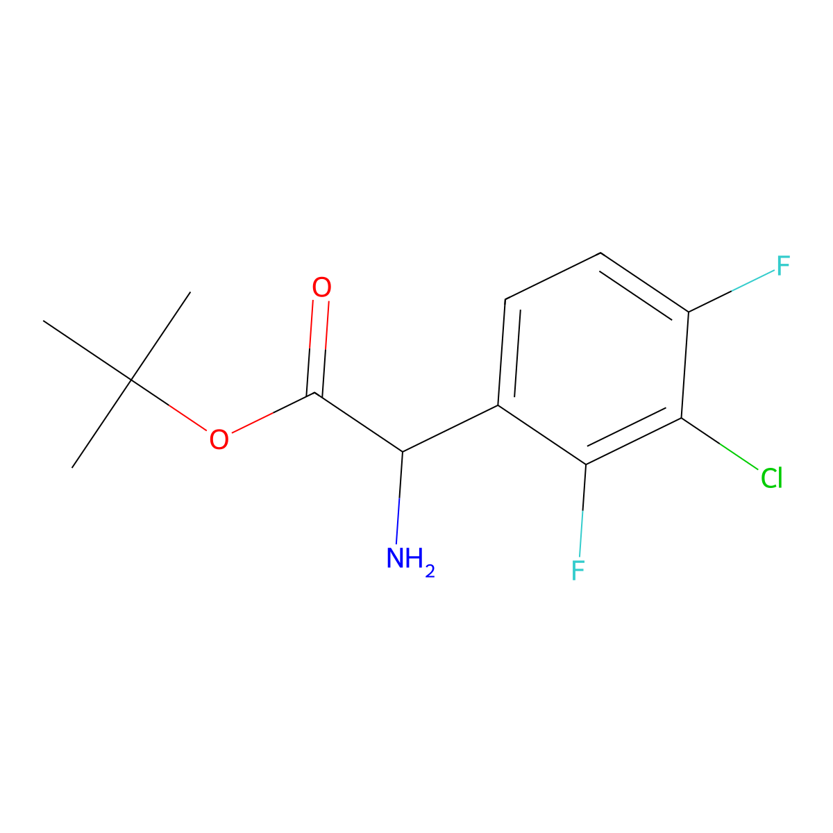 Tert-butyl 2-amino-2-(3-chloro-2,4-difluorophenyl)acetate molecular structure, CAS 2352105-94-1