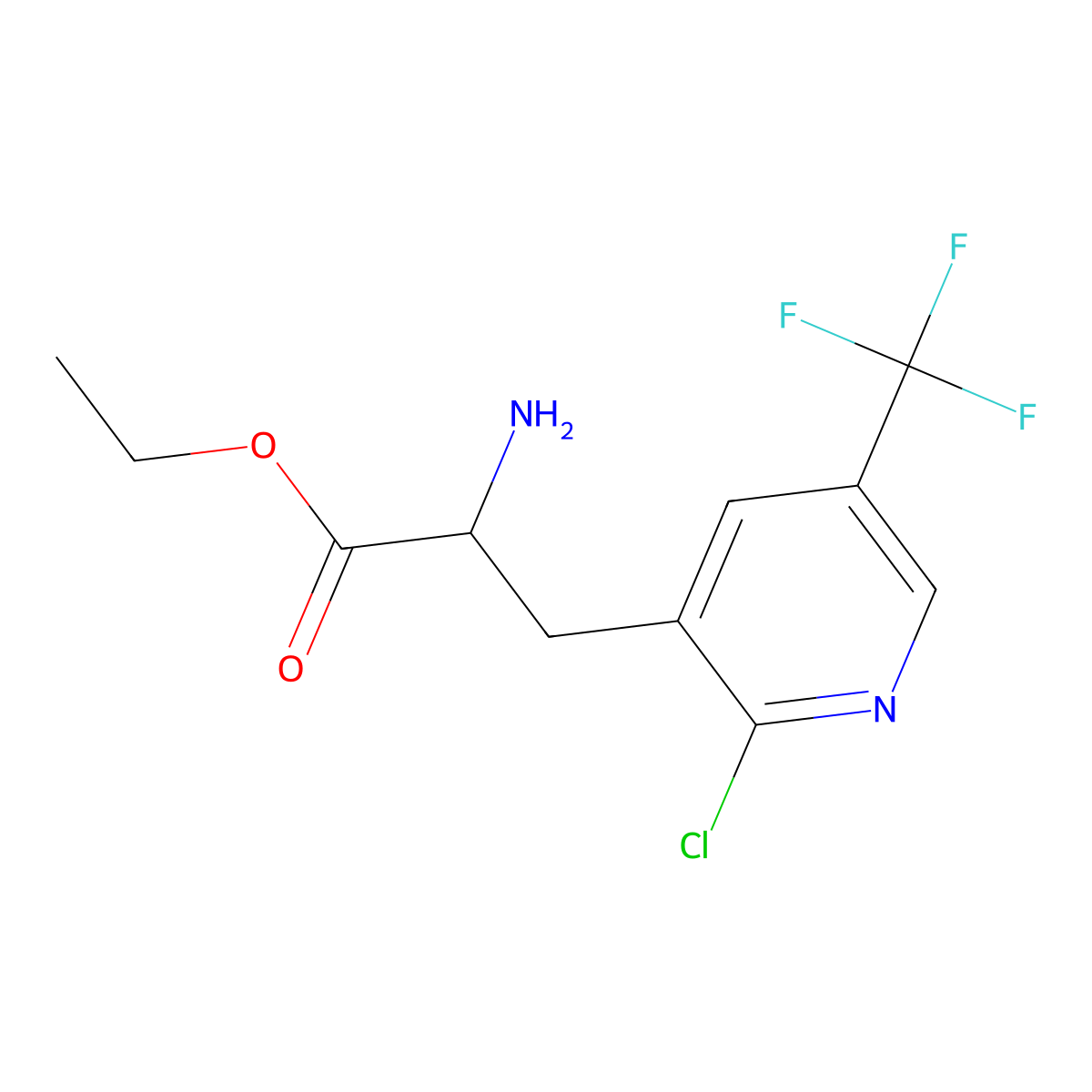 Ethyl 2-amino-3-[2-chloro-5-(trifluoromethyl)pyridin-3-yl]propanoate molecular structure, CAS 2352114-51-1