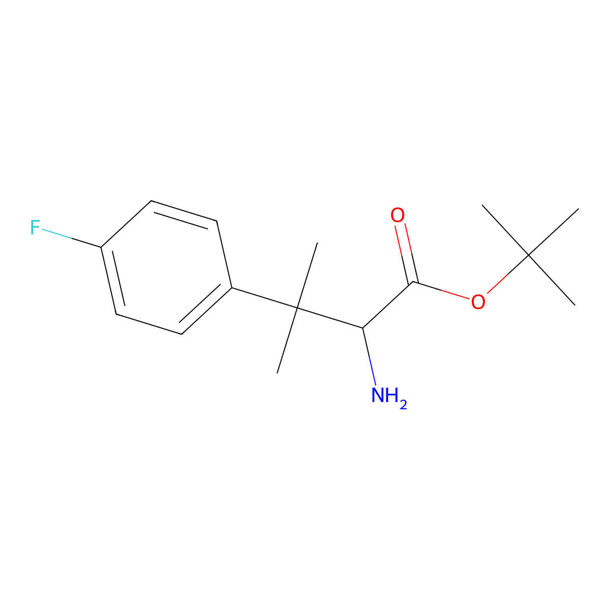 Tert-butyl 2-amino-3-(4-fluorophenyl)-3-methylbutanoate molecular structure, CAS 2352182-14-8