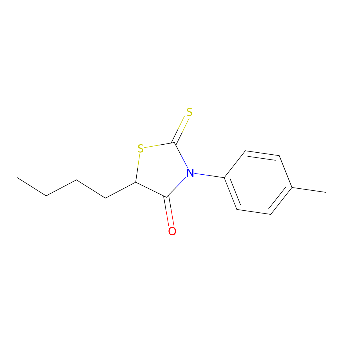 Rhodanine, 5-butyl-3-(p-tolyl)- molecular structure, CAS 23522-46-5