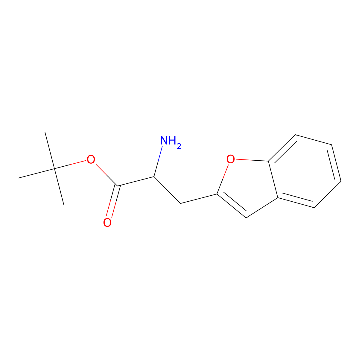 Tert-butyl 2-amino-3-(1-benzofuran-2-yl)propanoate molecular structure, CAS 2352202-00-5